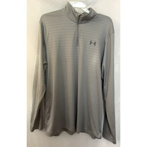 Under Armour Heat Gear Gray Mens Polo Shirt Loose lightweight Sz L Long Sleeves
